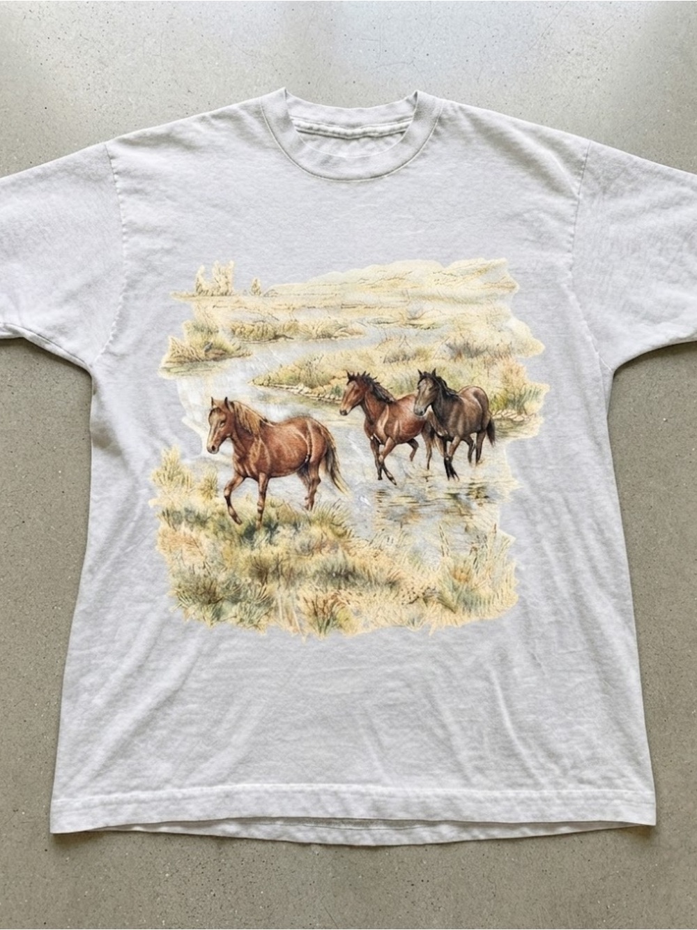 White Graphic Gildan T‑Shirt with Horse Print